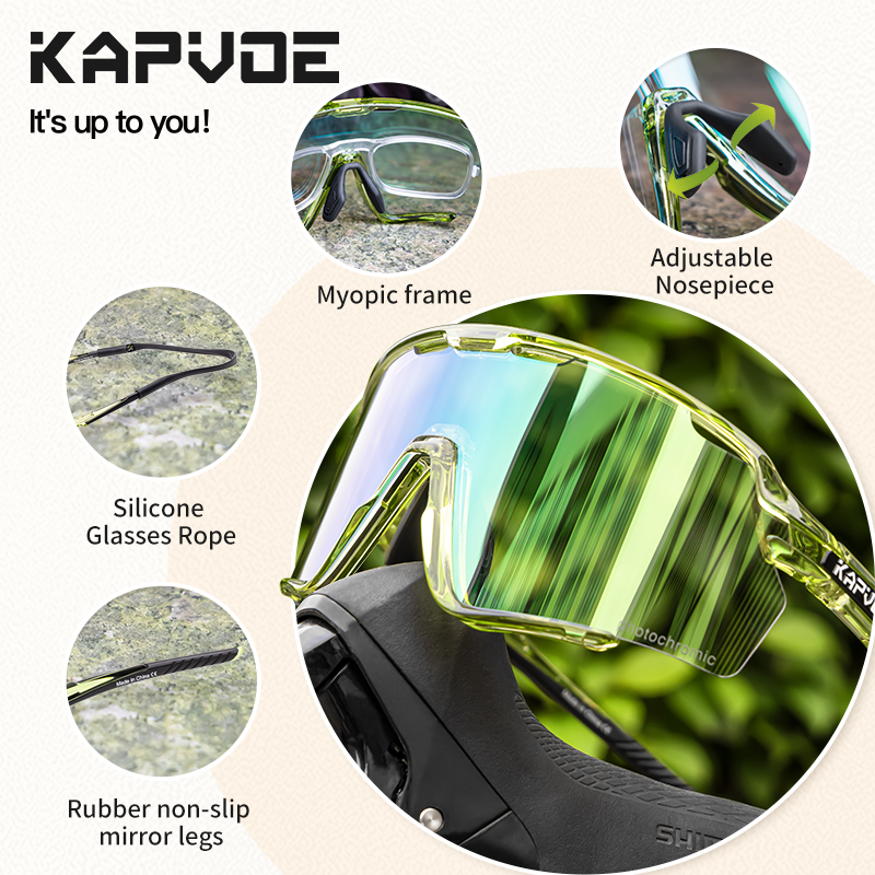 Prix de gros 12,20 $US Lunettes de sport photochromiques KAPVOE K170-PH pour cyclisme