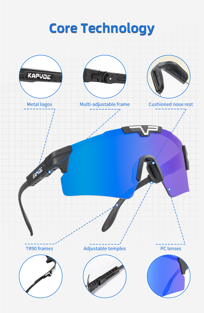 Prix de gros 13,00 $US Lunettes de cyclisme photochromiques Kapvoe K100-PH-REVO