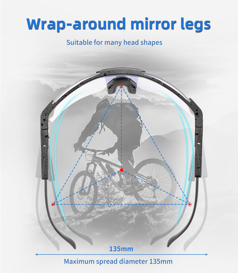 Prix de gros 13,00 $US Lunettes de cyclisme photochromiques Kapvoe K100-PH-REVO