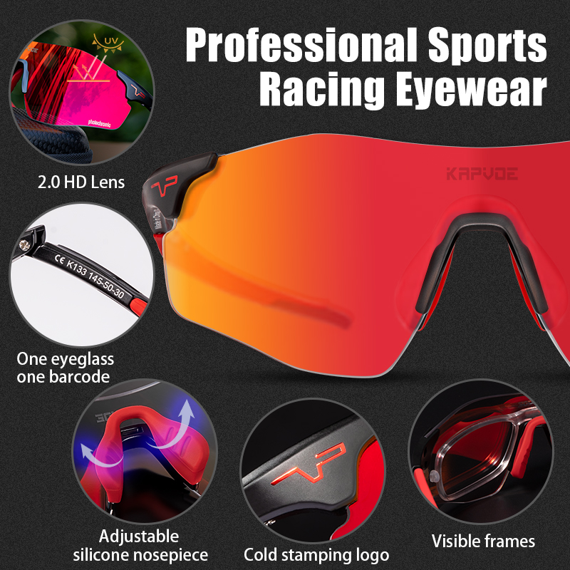 Prix de gros 14,90 $US Lunettes de cyclisme Kapvoe K133-PH-RE