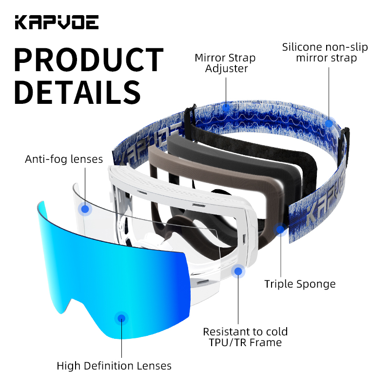 Prix de gros 18,00 $US Lunettes de ski Kapvoe K1718 UV400