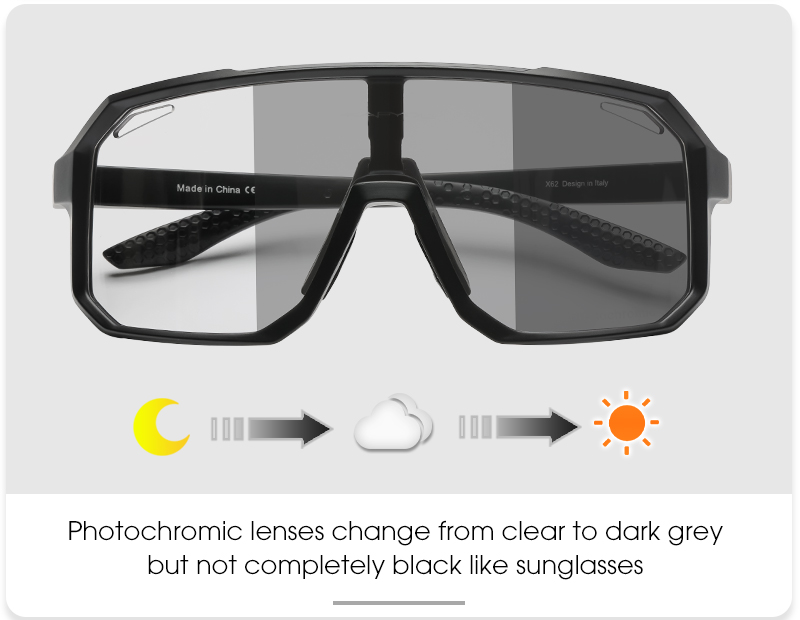 Prix de gros 4,50 $US Lunettes de sport photochromiques SCVCN S62 pour cyclisme