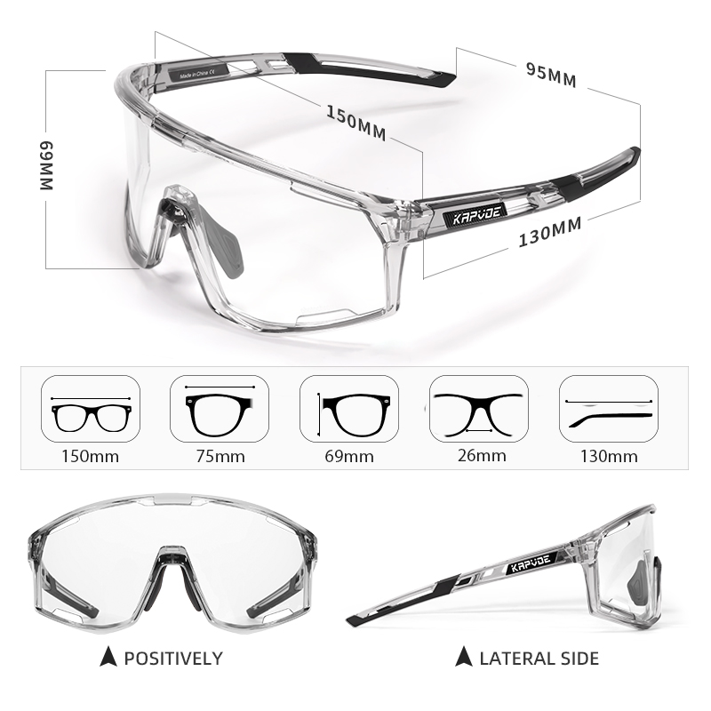Prix de gros 9,00 $US Lunettes de sport photochromiques Kapvoe K180-PH