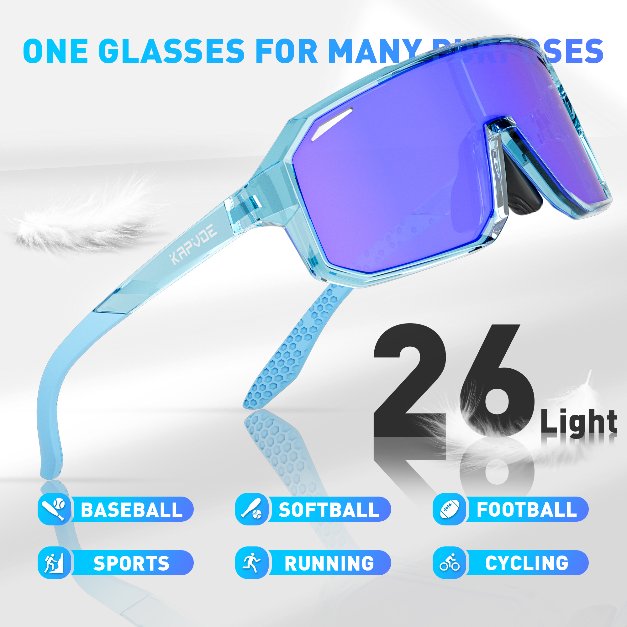 Prix de gros 9,00 $US Lunettes de sport pour enfants Kapvoe K9029