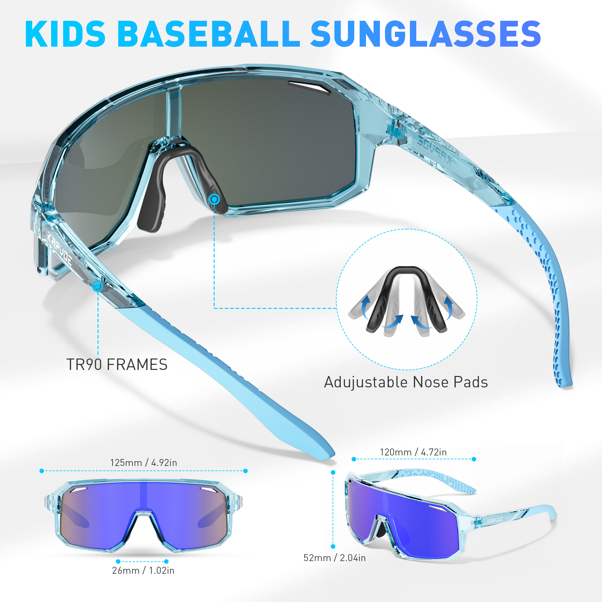 Prix de gros 9,00 $US Lunettes de sport pour enfants Kapvoe K9029