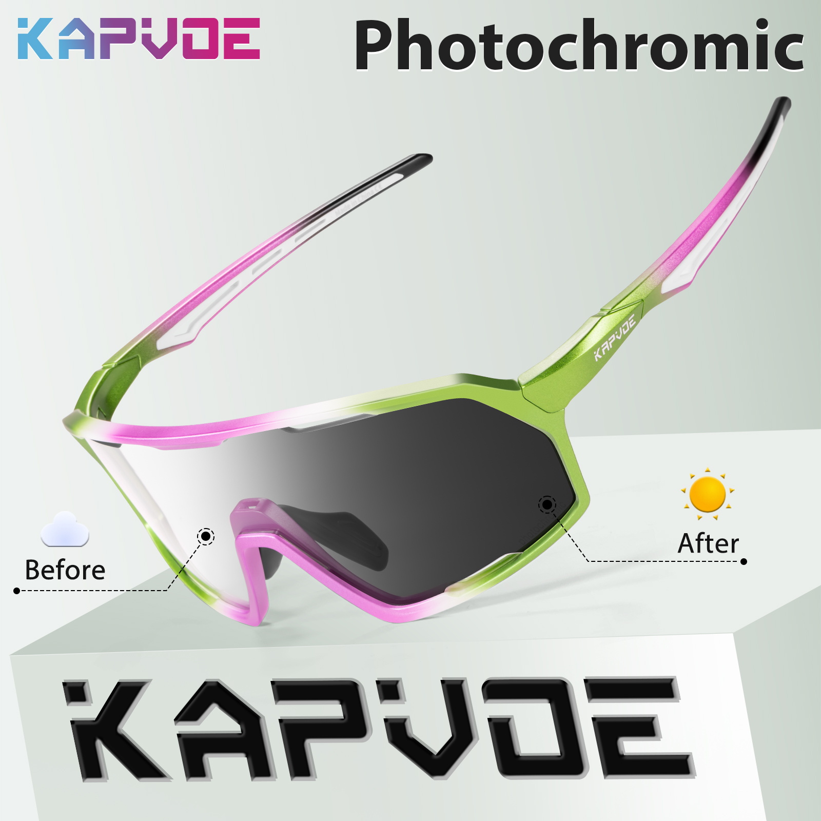 Prix de gros 9,50 $US Lunettes de cyclisme à verres interchangeables Kapvoe K160-PH-REVO
