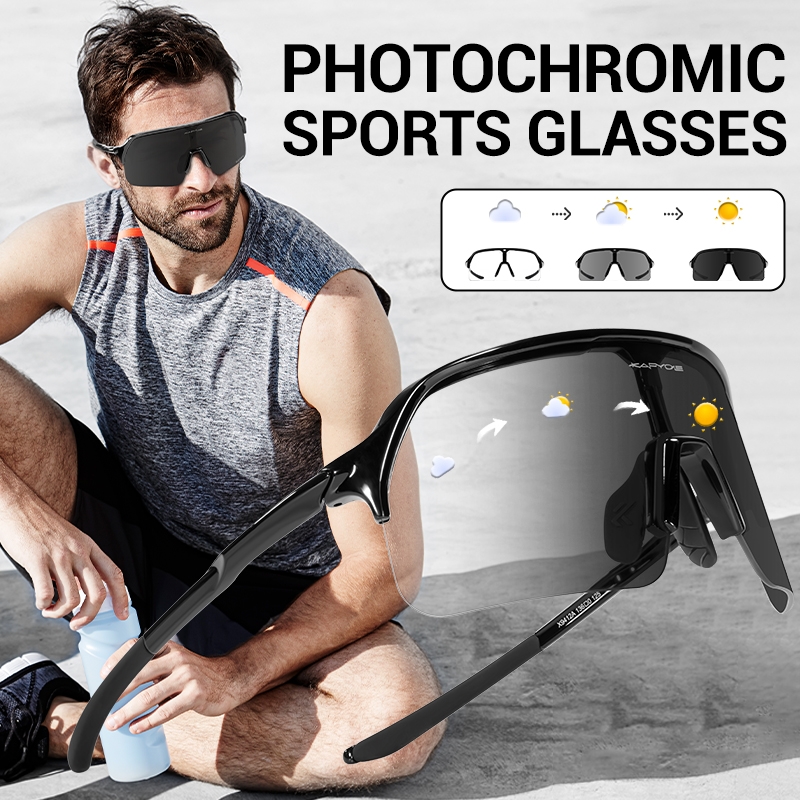 Prix de gros 9,50 $US Lunettes de cyclisme photocromiques Kapvoe K9412A-PH